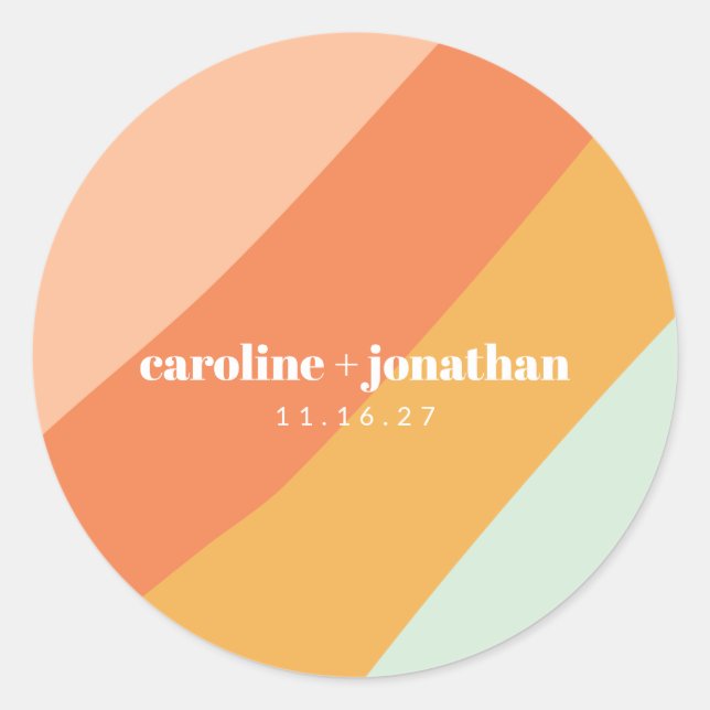 Retro Mint Pastel Geometric Custom Wedding Runder Aufkleber (Vorderseite)