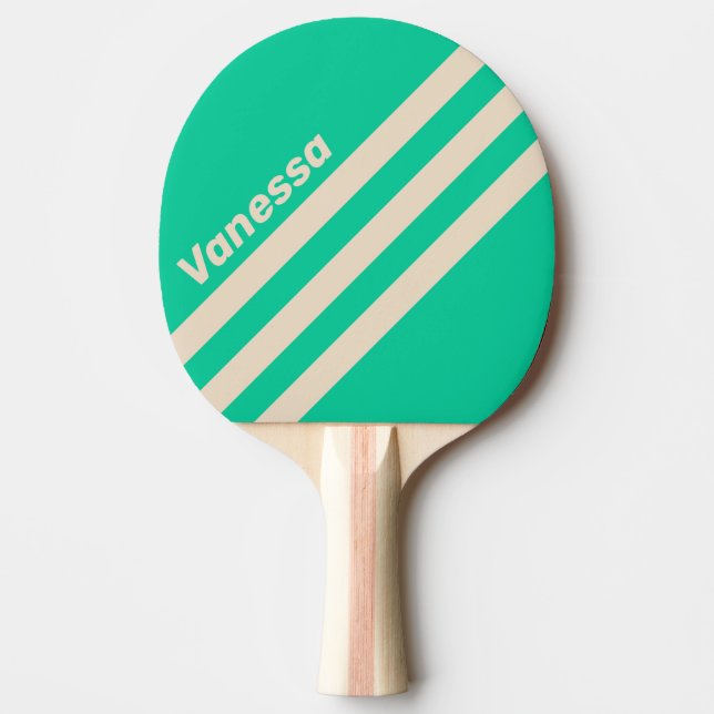 Retro Mint Three Angled Striping with Name Tischtennis Schläger (Vorderseite)