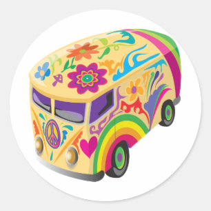 Retro Minvan Runder Aufkleber