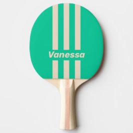 Retro Minze Drei Pin Streifen mit Namen Tischtennis Schläger