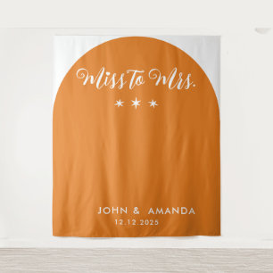 Retro Miss to Mrs Brautparty Orange Boho 70er Wandteppich