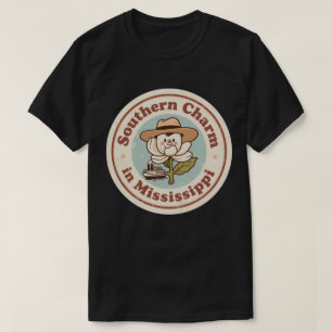 Retro Mississippi Abzeichen_ Magnolie mit Dampfer T-Shirt