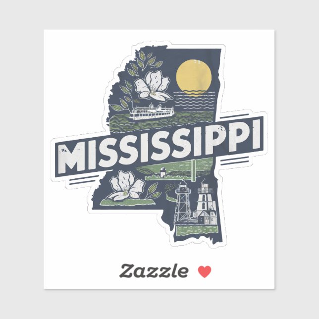 Retro Mississippi Staat Car Sticker (Blatt)