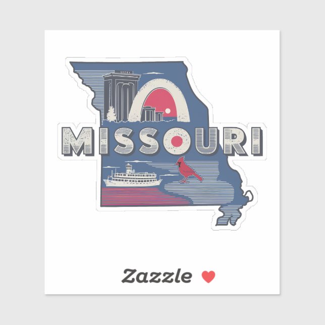 Retro Missouri Staat Car Sticker (Blatt)