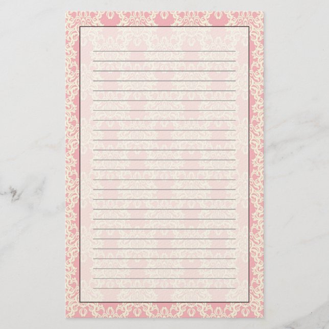 Retro mit Blumendamast Briefpapier (Vorderseite)