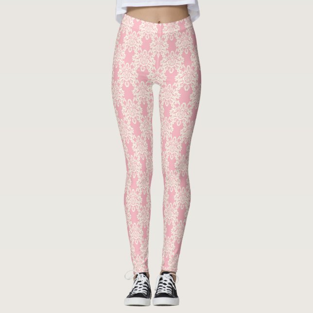 Retro mit Blumendamast Leggings (Vorderseite)