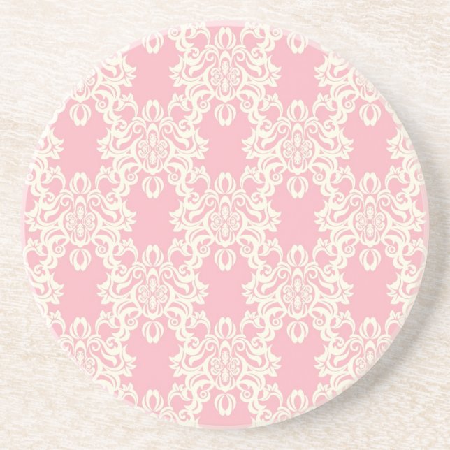 Retro mit Blumendamast Sandstein Untersetzer (Vorne)