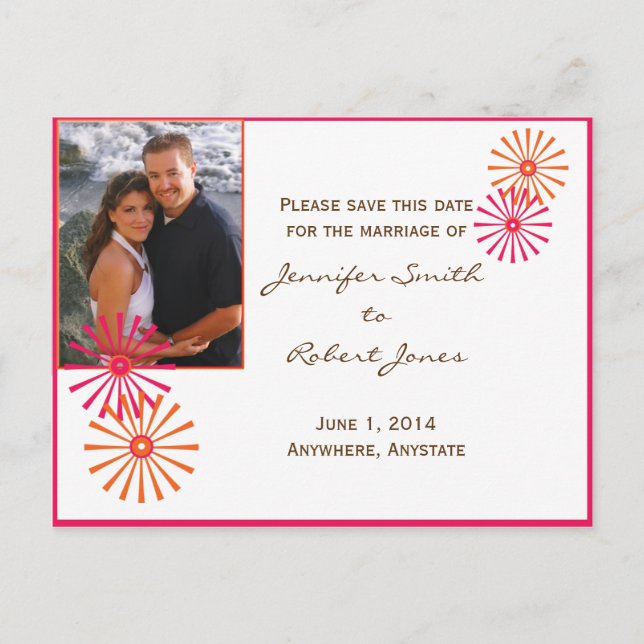 Retro mit moderner Drehung Sternexplosion Ankündigungspostkarte (Vorderseite)