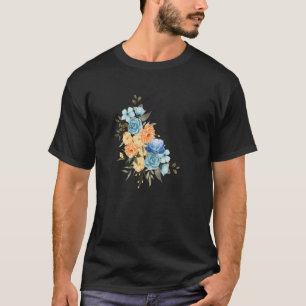 Retro mit Mond und Blume und blauen Rose T-Shirt