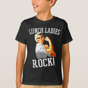Retro-Mittagessen-Damen rocken Cafeteria-Mitarbeit T-Shirt