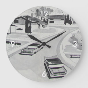 Retro Mitte des 20. Jahrhunderts Modern Große Wanduhr