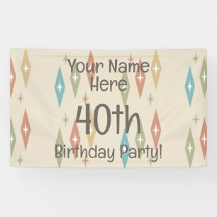 Retro Mitte des Jahrhunderts 40. Geburtstag Banner