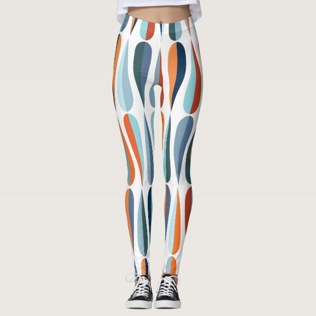 Retro Mitte des Jahrhunderts, Fallformen Muster. Leggings (Vorderseite)