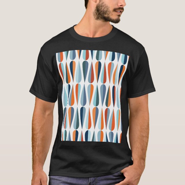 Retro Mitte des Jahrhunderts, Fallformen Muster. T-Shirt (Vorderseite)