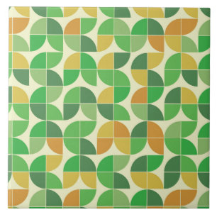 Retro-Mitte-des-Jahrhunderts Geometrisch Grün Oran Fliese