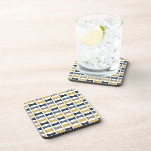 Retro Mitte des Jahrhunderts Geometrisch Navy, Sen Getränkeuntersetzer