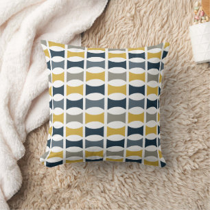 Retro Mitte des Jahrhunderts Geometrisch Navy, Sen Kissen