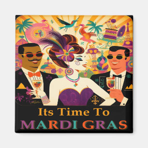 Retro-Mitte-des-Jahrhunderts Mardi-Gras-Cocktailpa Magnet