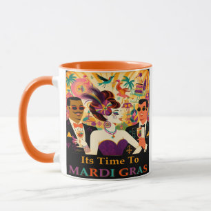 Retro-Mitte-des-Jahrhunderts Mardi-Gras-Cocktailpa Tasse