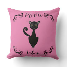Retro Mitte des Jahrhunderts Meow Vibes Black and 