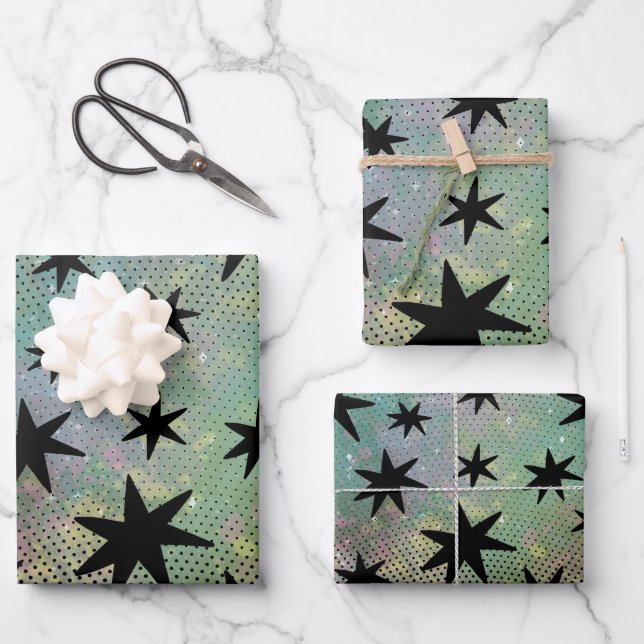 Retro Mitte des Jahrhunderts modern Geschenkpapier Set (Vorderseite)