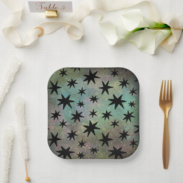 Retro Mitte des Jahrhunderts modern Pappteller (Hochzeit)