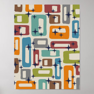 Retro-Mitte-des-Jahrhunderts-Moderne-Abstrakt Poster