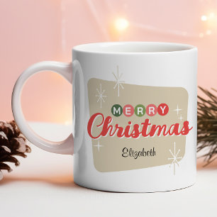 Retro Mitte des Jahrhunderts Moderne frohe Weihnac Kaffeetasse