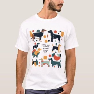 Retro-Mitte-des-Jahrhunderts Moderne Hunde 50er 60 T-Shirt