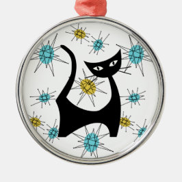 Retro Mitte des Jahrhunderts Moderne Katze Ornament Aus Metall