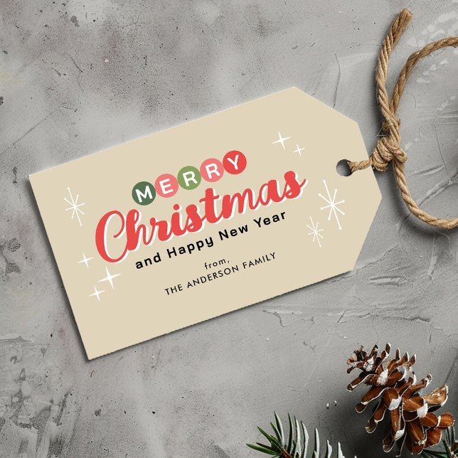 Retro Mitte des Jahrhunderts Moderne Weihnachten Geschenkanhänger (Von Creator hochgeladen)