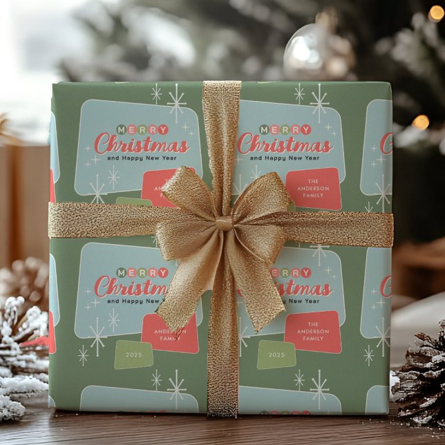 Retro Mitte des Jahrhunderts Moderne Weihnachten Geschenkpapier (Von Creator hochgeladen)