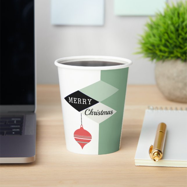 Retro Mitte des Jahrhunderts Moderner Weihnachtsur Pappbecher (InSitu)