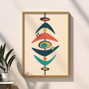 Retro Mitte des Jahrhunderts Modernes Atomzeitalte Poster