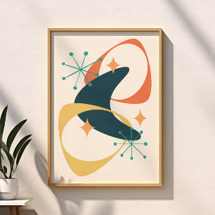 Retro Mitte des Jahrhunderts Modernes Atomzeitalte Poster