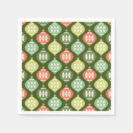 Retro Mitte des Jahrhunderts Rot & Olivenöl Grün W Serviette