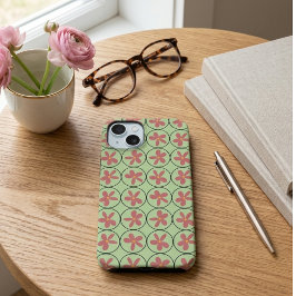 Retro-Mitte-des-Jahrhunderts Salbeigrün und Rosa G Case-Mate iPhone Hülle