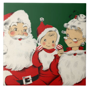Retro-Mitte-des-Jahrhunderts Santa-Familie – Kitsc Fliese