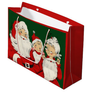 Retro-Mitte-des-Jahrhunderts Santa Familie – Kitsc Große Geschenktüte
