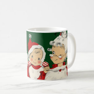 Retro-Mitte-des-Jahrhunderts Santa Familie – Kitsc Kaffeetasse