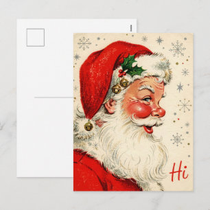 Retro-Mitte-des-Jahrhunderts Santa-Profil-Gruß Feiertagspostkarte