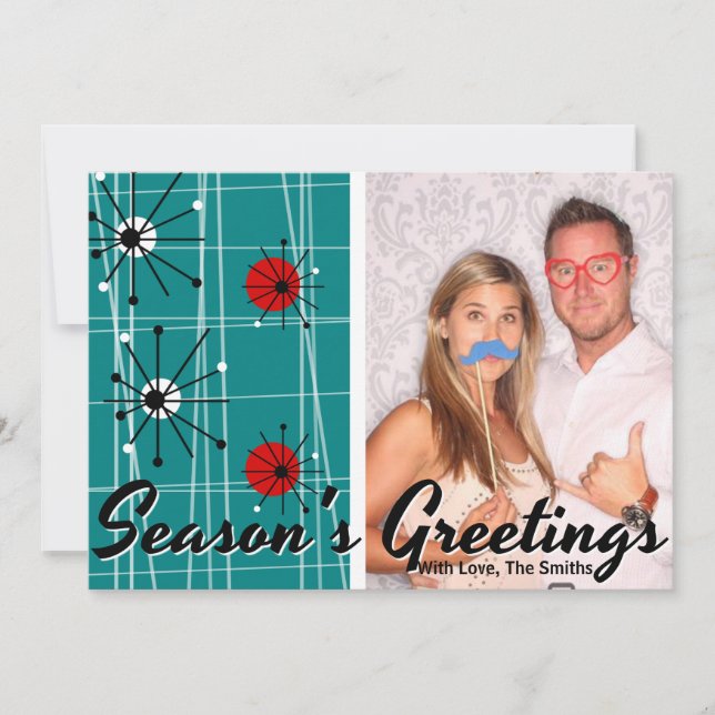 Retro Mitte- des Jahrhundertsmoderne Feiertagskarte (Vorderseite)