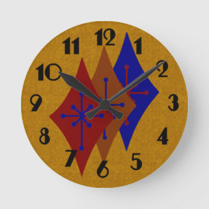 Retro Mitte- des Jahrhundertsmodernes Runde Wanduhr