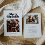 Retro Mitte Jahrhundert Frohe Weihnachten 2 Foto<br><div class="desc">Frohe Weihnachtskarte: ein Retro-Schwarz-Weiß-Design,  mit einer modernen Typografie aus der Mitte des Jahrhunderts und zwei Familienfotos zum Hinzufügen</div>