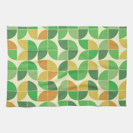 Retro Mitte Jahrhundert Geometrisches Blumengrün Geschirrtuch