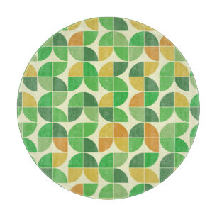 Retro Mitte Jahrhundert Geometrisches Blumengrün Schneidebrett