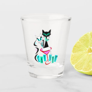 Retro Mitte Jahrhundert Moderne Atomkatze CatNip Schnapsglas