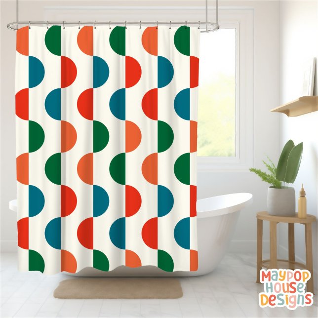 Retro Mitte Jahrhundert Moderne Farben Duschvorhang (mid century modern shower curtain bathroom decor)