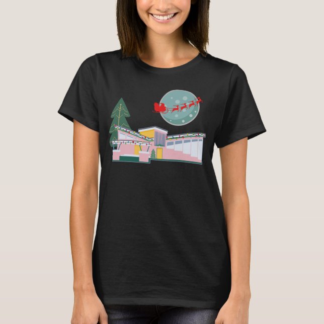 Retro Mitte Jahrhundert Moderne MCM Weihnachtsnukl T-Shirt (Vorderseite)