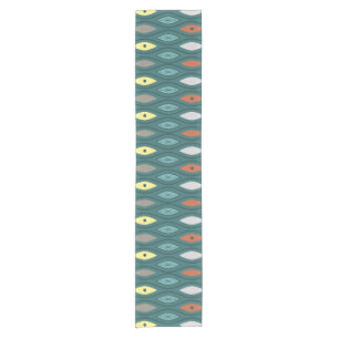 Retro Mitte Jahrhundert Moderne Wavy Lines Aquamar Kurzer Tischläufer